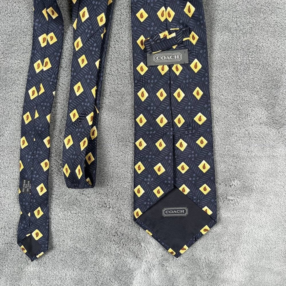 Coach Men's Vintage Luxury Italian 100% Silk Tie Blue AOP - Picture 3 of 5